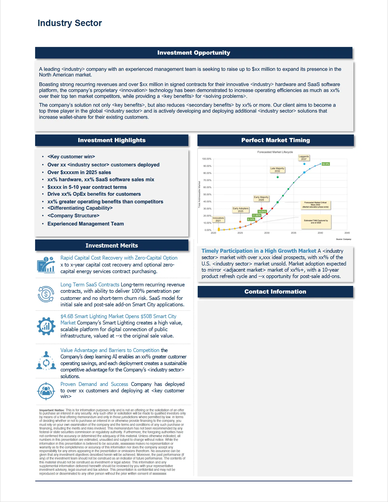 Placentia Example one-pager sales document for a technology client